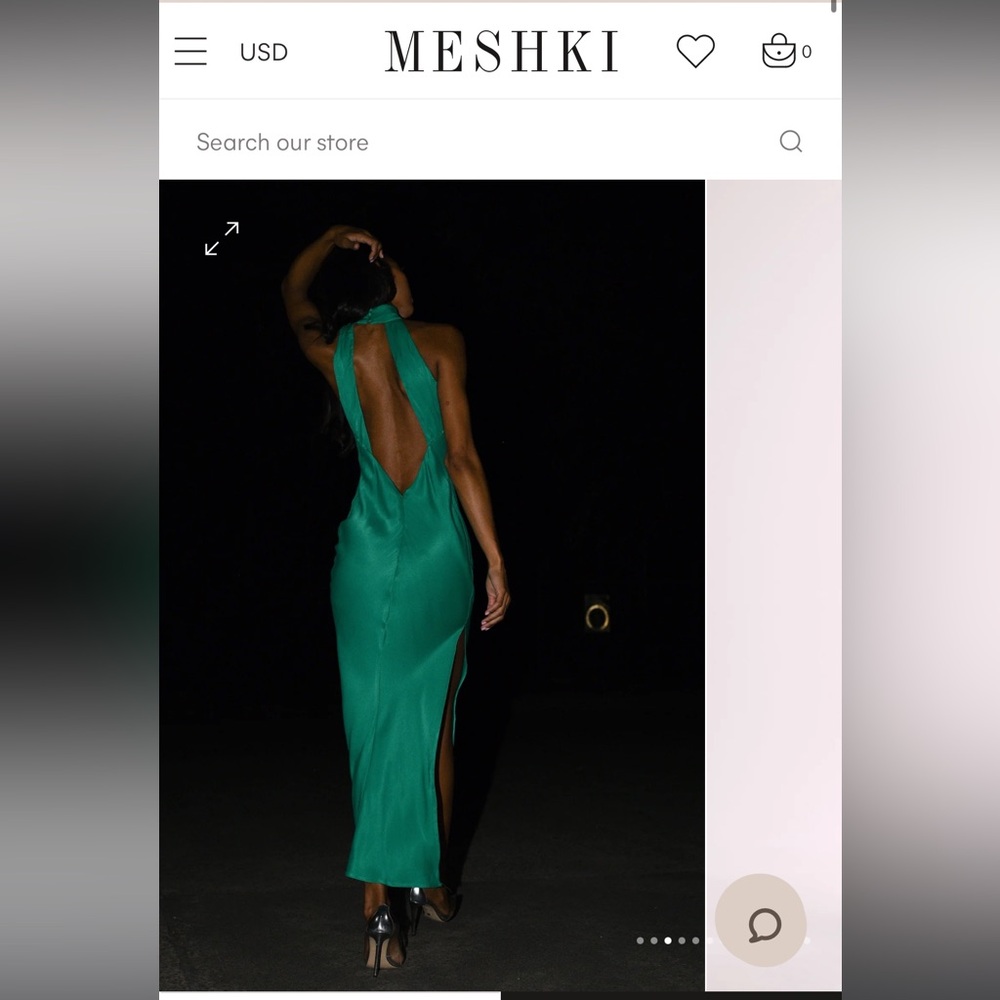 Claire Satin Drape Back Maxi Dress with Split - Green
Size: S